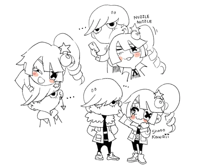 [OC doodles] The teaser gets teased 
(Hyo/Himiko's friendship dynamic, 100% platonic btw) 