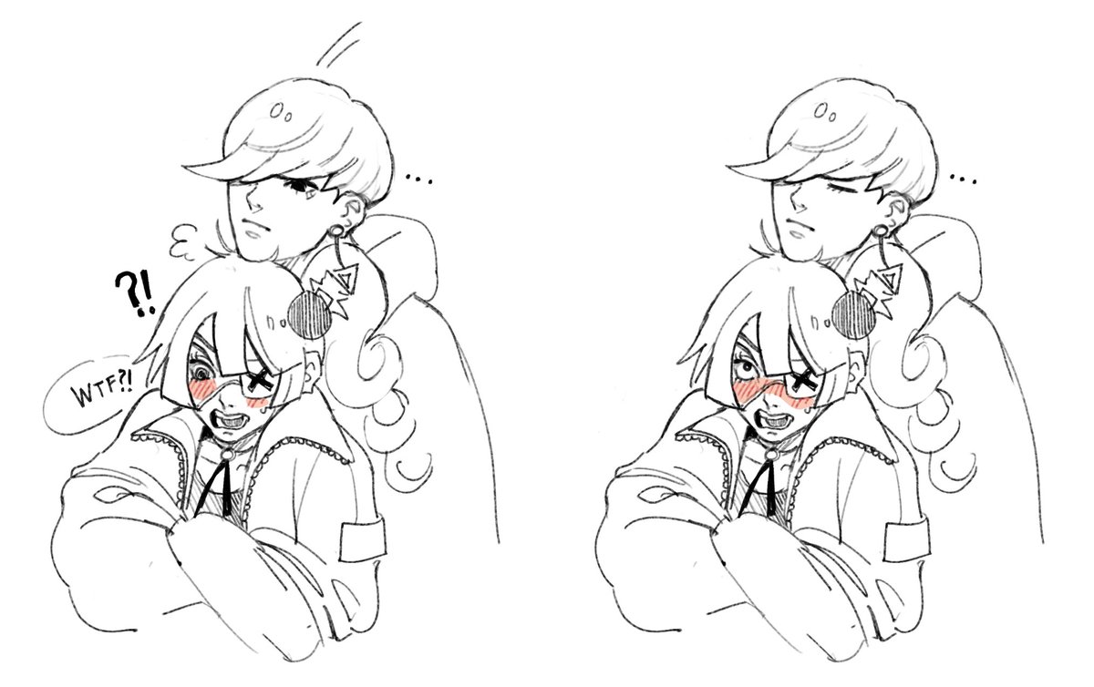 [OC doodles] The teaser gets teased 
(Hyo/Himiko's friendship dynamic, 100% platonic btw) 