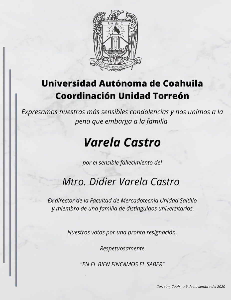 Sandralopch's tweet photo. Mi más sincero pésame a la familia Varela Castro, por el fallecimiento del Maestro Didier Varela Castro.

Descanse en paz. https://t.co/XEa2wFaQnv