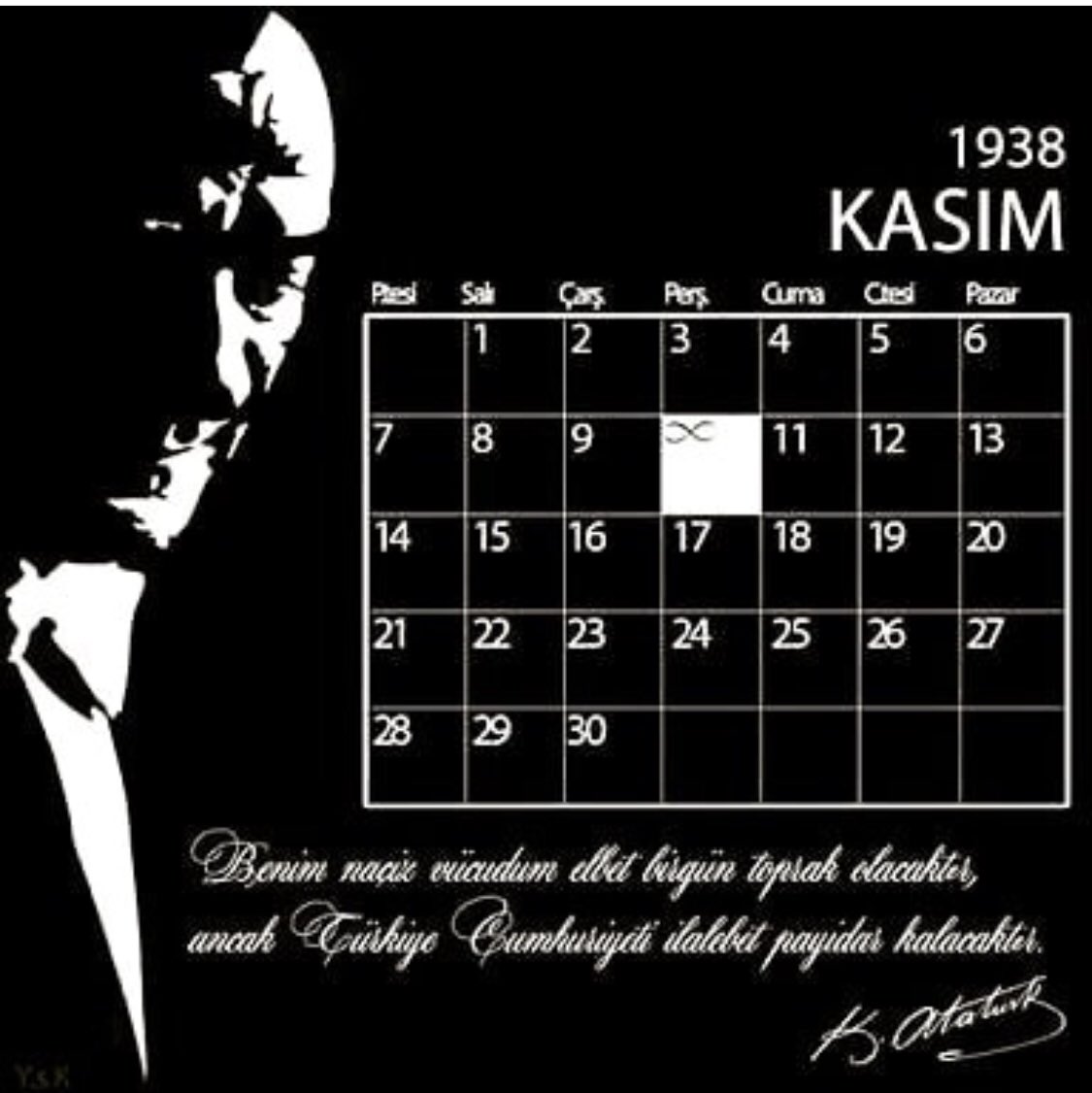 #10Kasim1938 ATA’m varlığın için, dünyada bulunduğun her saniye için minnettarım...Seni hak edecek hiçbir şey yapmadığımızı biliyorum ama sen, seni hak etmeyenlere bile yeni yollar açacak kadar büyük biriydin...İyi ki vardın...İyi ki varsın. Yolundan dönmeyeceğiz...