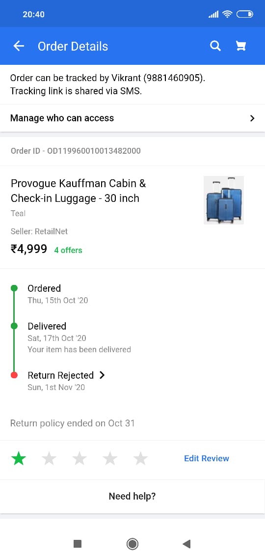 vikrant345's tweet photo. I want to raise a concern with @Flipkart @flipkartsupport who dont want to give assurance to resolve the issue of the customer. Raising a ticket and extending dates everytime. Being a customer from more than 5years never expected this pathetic experience. #shameonservice https://t.co/MxYTyctlFV