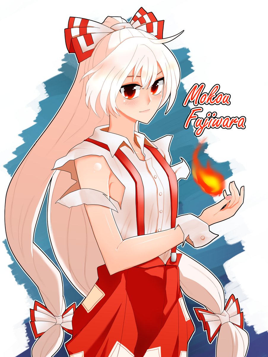 藤原妹紅 「進捗2 藤原妹紅(MokouFujiwara)」|赤橙セイのイラスト