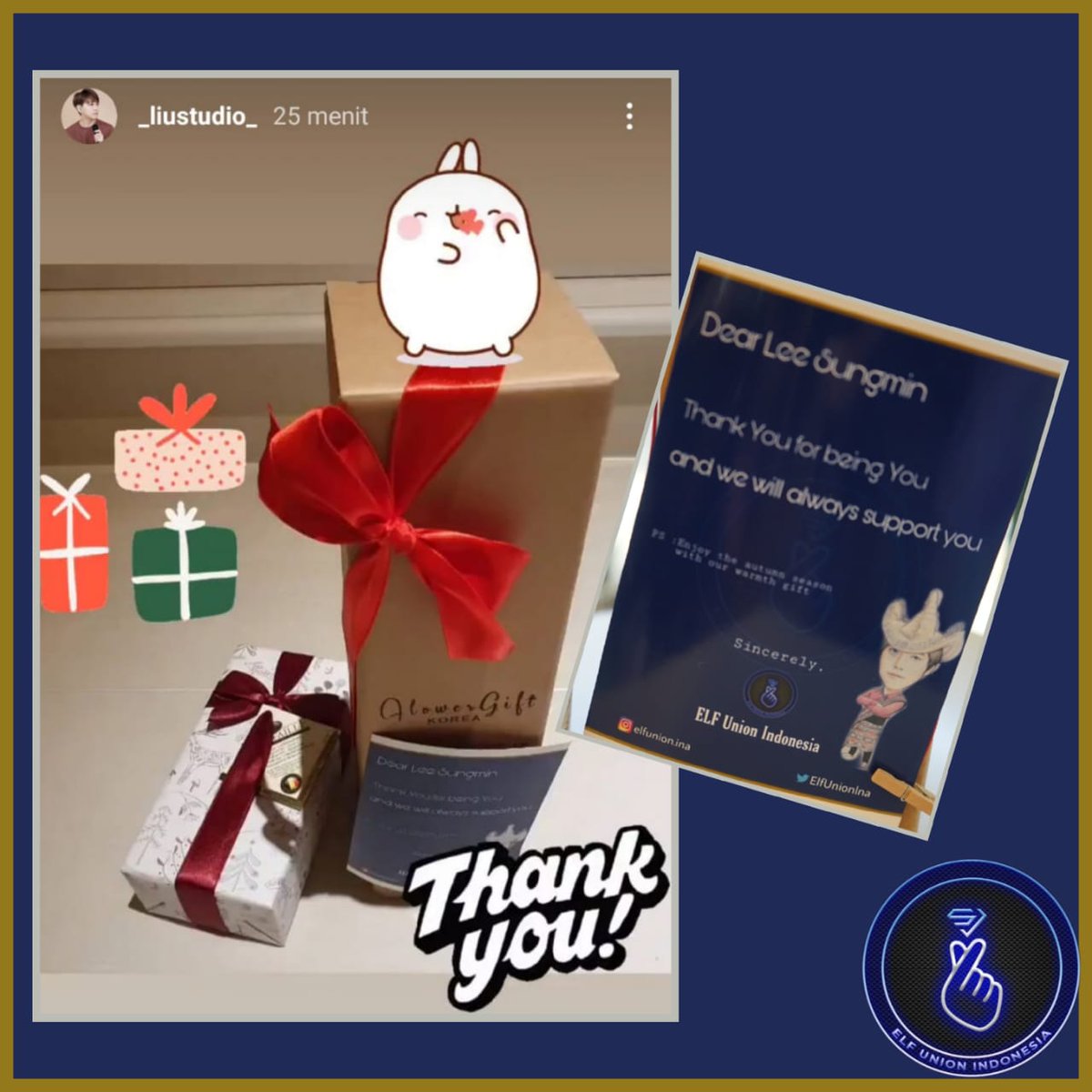 ElfUnionIna's tweet photo. Dear Lee Sungmin @LIU_Sungmin @SJofficial
Thank you for accepting our gift well.
We are with you and always will 💙
#15thAnniv_WalkTogether #달려온15주년_손잡고걸을까 #Sungmin #SUPERJUNIOR #ElfUnionIndonesia #ElfIndonesia #wearewithleesungmin #elfforelf https://t.co/CUQSGbvwDo