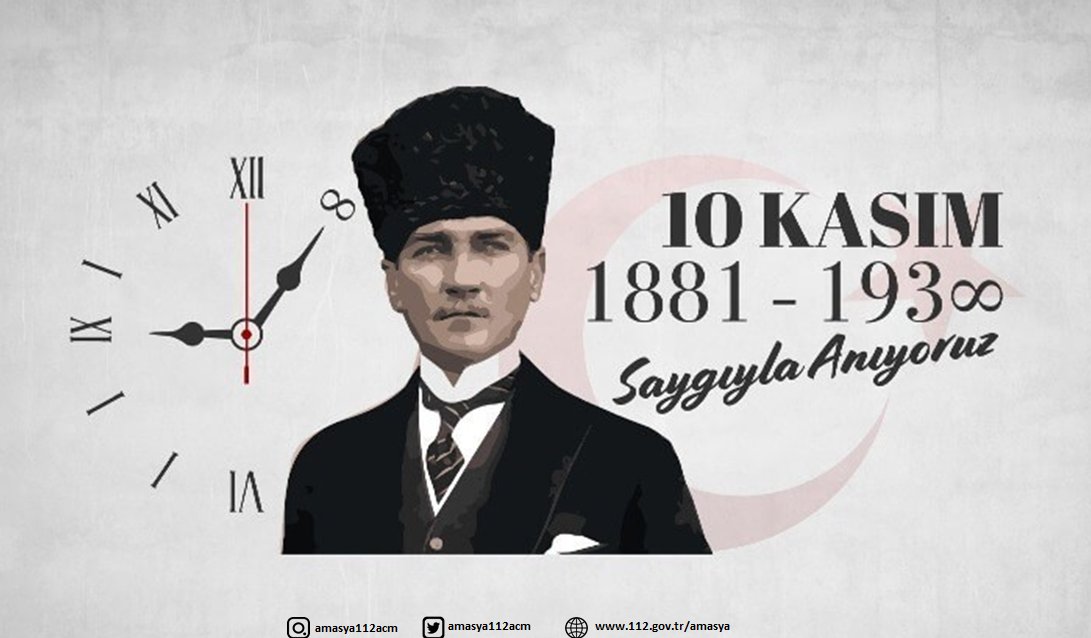 amasya112acm's tweet photo. Cumhuriyetimizin Kurucusu Gazi Mustafa Kemal ATATÜRK’ü vefatının 82.Yıldönümünde;
Saygı ,
Özlem,
Rahmet ve Minnetle anıyoruz..
#10Kasim #ATATURK
@TC_icisleri 
@illeridaresi 
@AmasyaValiligi https://t.co/W48W3YPd3Y