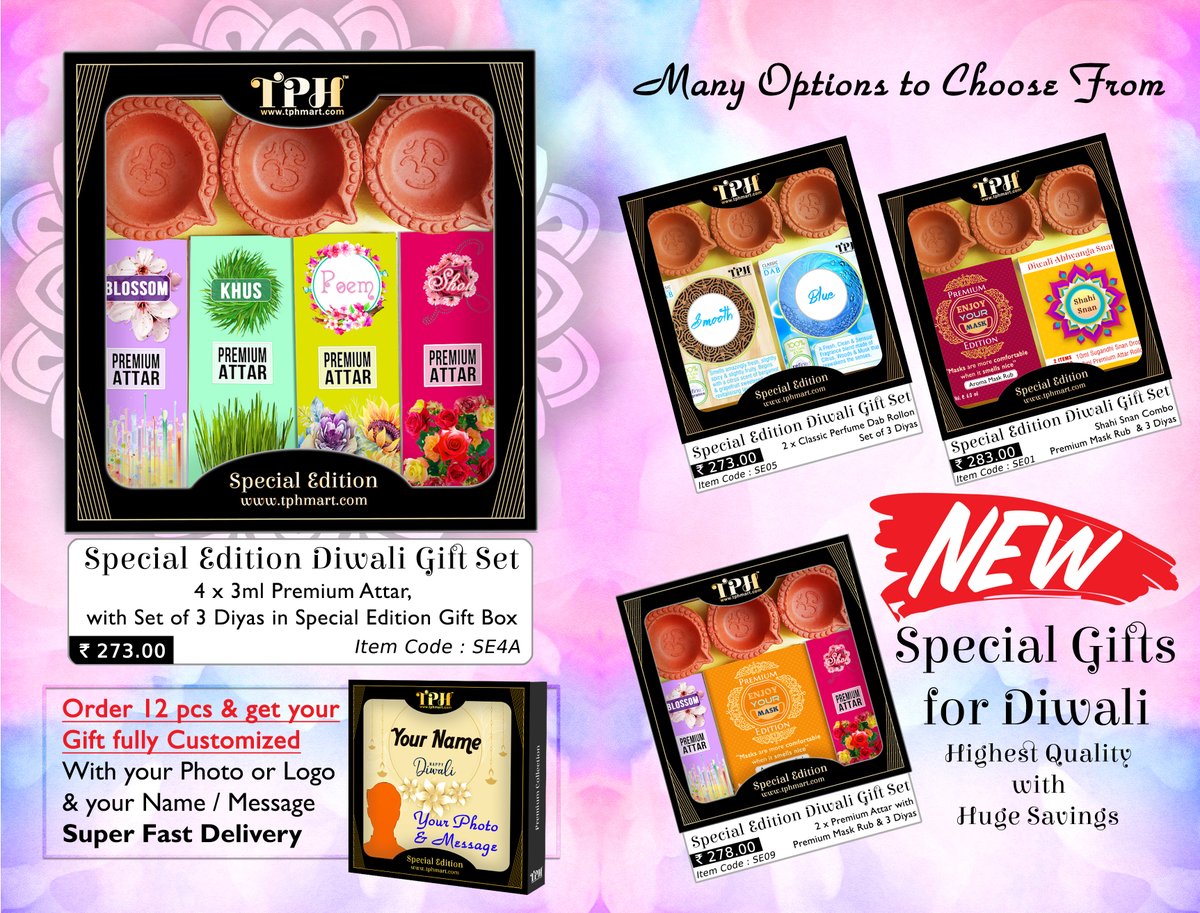 tphmart's tweet photo. Diwali Gifting have never been better. Look no further. Gift Karo Kuch Hatke.

Fully customize your gifts even for small quantities, only at TPH with our fully inhouse facility.

Find lot more options on https://t.co/UpsodqhZpH #GiftKaroHatke #GiftHatke #GiftwithTPH https://t.co/0YsKMjijEH