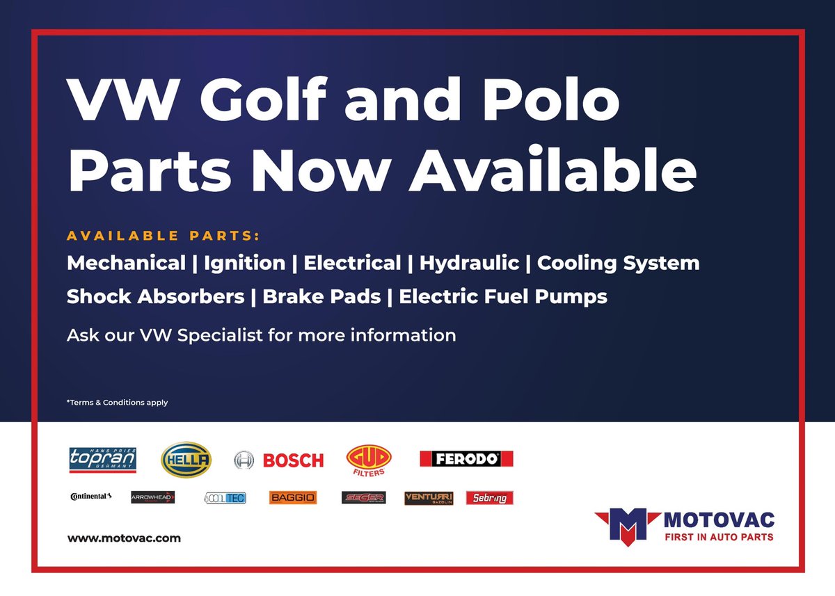 motovac's tweet photo. You can now #AskMotovac!!

Affordable and quality #VWParts for #VWGolf &amp; #VWPolo now available at Motovac. 

And if you any questions, ask to our #VW Specialist: 72242826

#Volkswagen 
#Motovac
#FirstInAutoParts
#Botswana 
#Namibia https://t.co/4SbkftdGBD