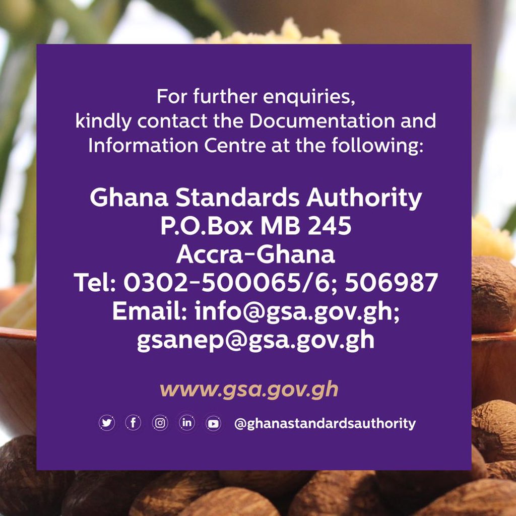 GhanaStandards's tweet photo. Standard specifications for Shea Butter (unrefined)
GS 238:2019 https://t.co/Nr6dY79NEQ