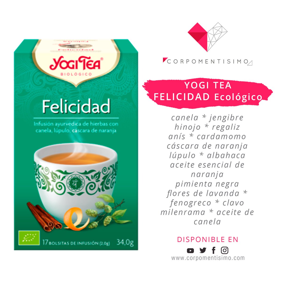 corpomentisimo's tweet photo. 🍵Disponible aquí 👉https://t.co/0M9m4KabwZ 🛒
#Infusiones con hierbas aromáticas y especias, basadas en recetas ayurvédicas únicas.
#teatime #organic #tea #yogitea #infusionayurvedica #yogiteainfusion #herbolario #bienestar #tiempoparami #té #autocuidado https://t.co/4BBSosqkgq