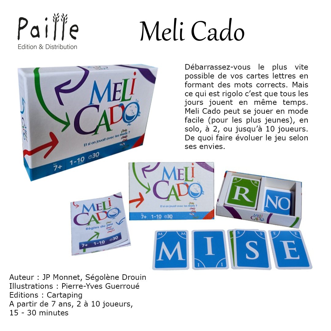 PailleEdition53's tweet photo. 🟡 Un jour un jeu 🟡

Aujourd'hui, nous vous présentons Meli Cado de notre gamme de jeux Ludo Educatifs. Avec Meli Cado, vous allez revisiter la langue française à toute vitesse ! 👀

Retrouvez Meli Cado sur notre site https://t.co/KuVrlo7YO9

#JEU #educatif https://t.co/Ari90avGyo