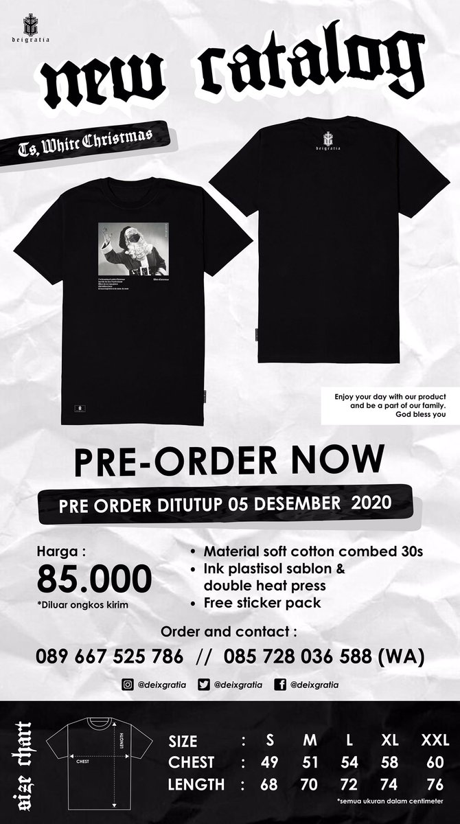 antoniuswidhy's tweet photo. Here we go! @deixgratia are comeback now! Buat klean yuks gas! Order now! Christmas sudah dekat, sapa tau kaos ini membuatmu terpikat!
Sebuah sesuatu yang tidak biasa saja siap mensupport penampilanmu! Gas order >> https://t.co/I9RR3SDDFE
@KatolikG bantu share dong 🙏🏻 https://t.co/LyQuKgYNGf