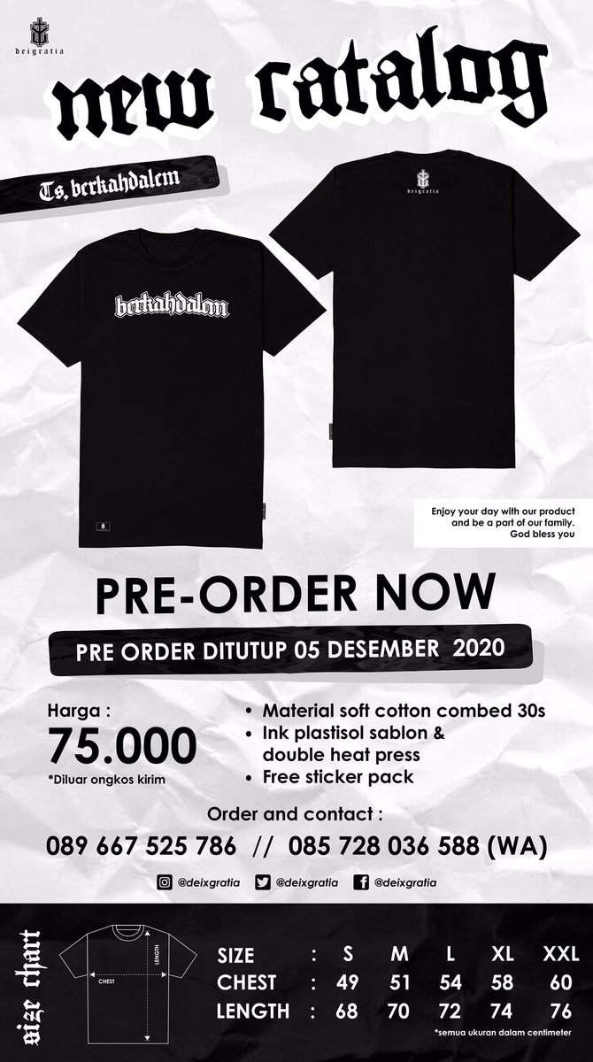 antoniuswidhy's tweet photo. Here we go! @deixgratia are comeback now! Buat klean yuks gas! Order now! Christmas sudah dekat, sapa tau kaos ini membuatmu terpikat!
Sebuah sesuatu yang tidak biasa saja siap mensupport penampilanmu! Gas order >> https://t.co/I9RR3SDDFE
@KatolikG bantu share dong 🙏🏻 https://t.co/LyQuKgYNGf