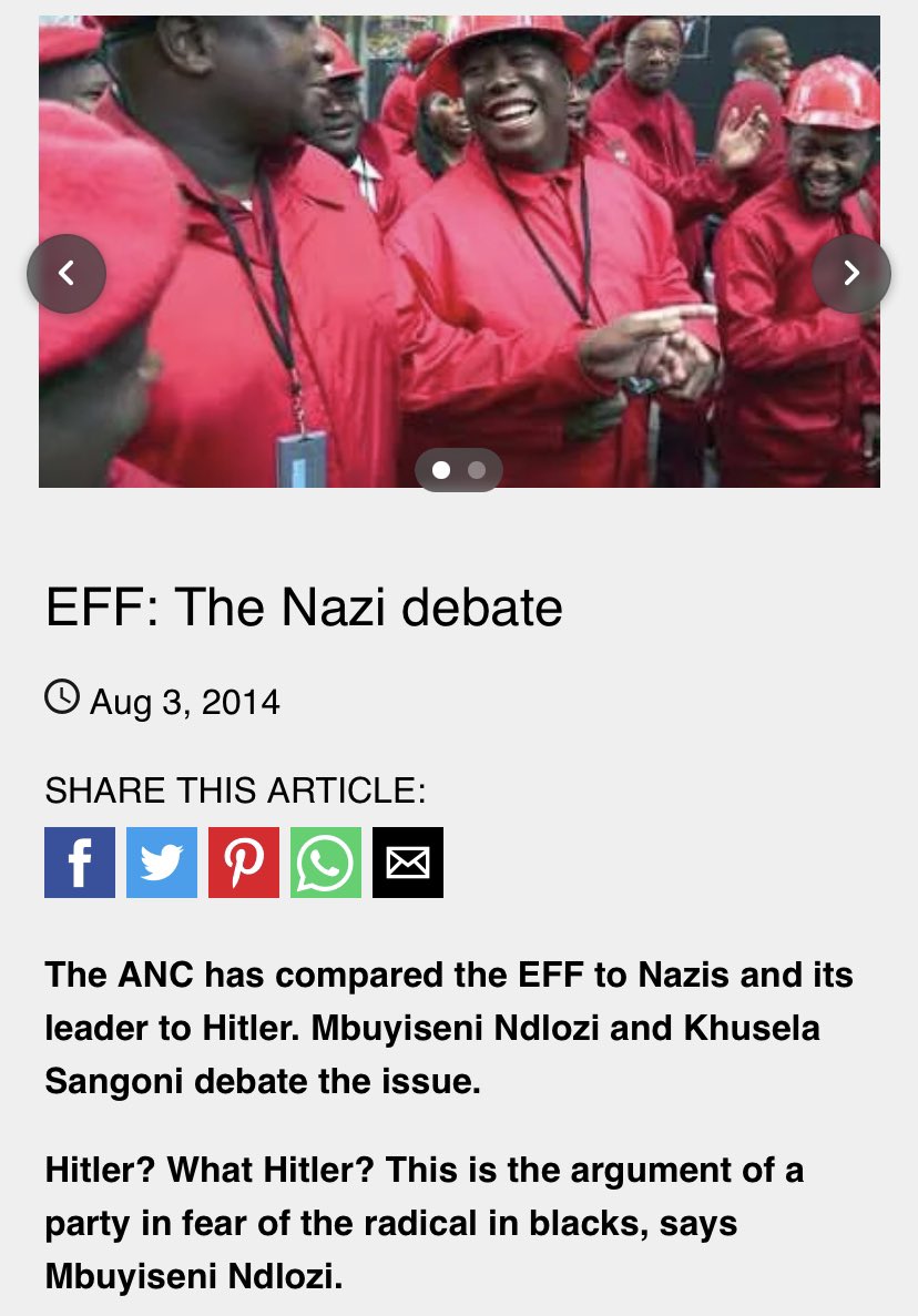 Even the ANC have called the EFF a bunch of fascists. A distinct lack of pearl clutching at the time.