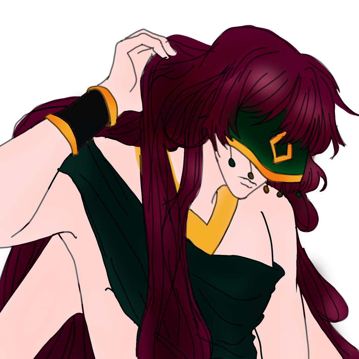 음.. 머리색이 검붉은 듯 하니 누구하나 피묻혀도 전혀 티나지 않겠구나.
(..연못에 비춰보고 사문 진지)