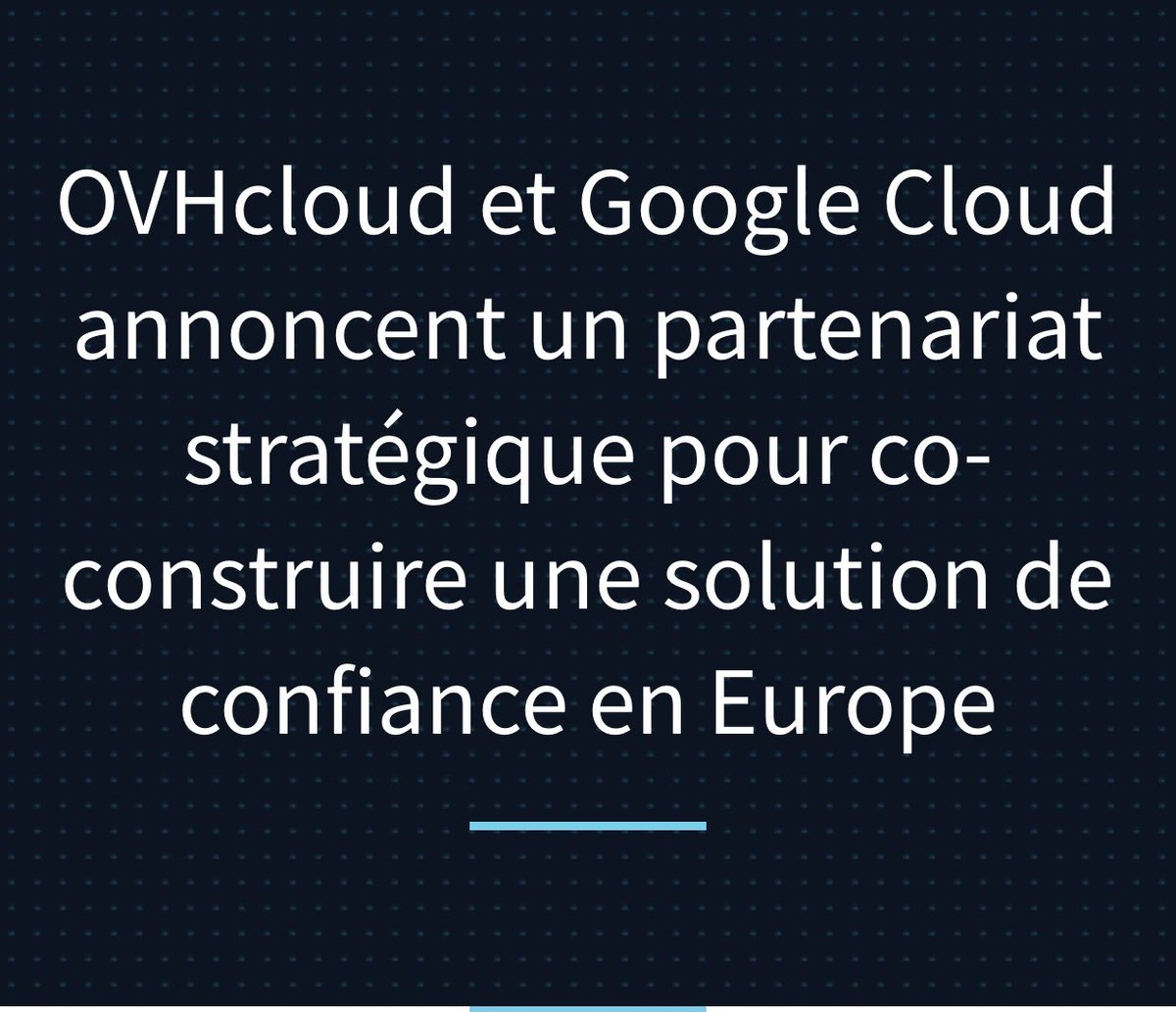 Pour bâtir Cloud IaaS PaaS avec nos valeurs EU, OVHcloud utilise 2 types de software:

1) opensource
OpenStack K8S MySQL OpenIO etc

2) software sous licence
VMware Exchange Nutanix etc
et Anthos de Google

En Europe, leur Cloud passe par un partenariat software avec de boites EU