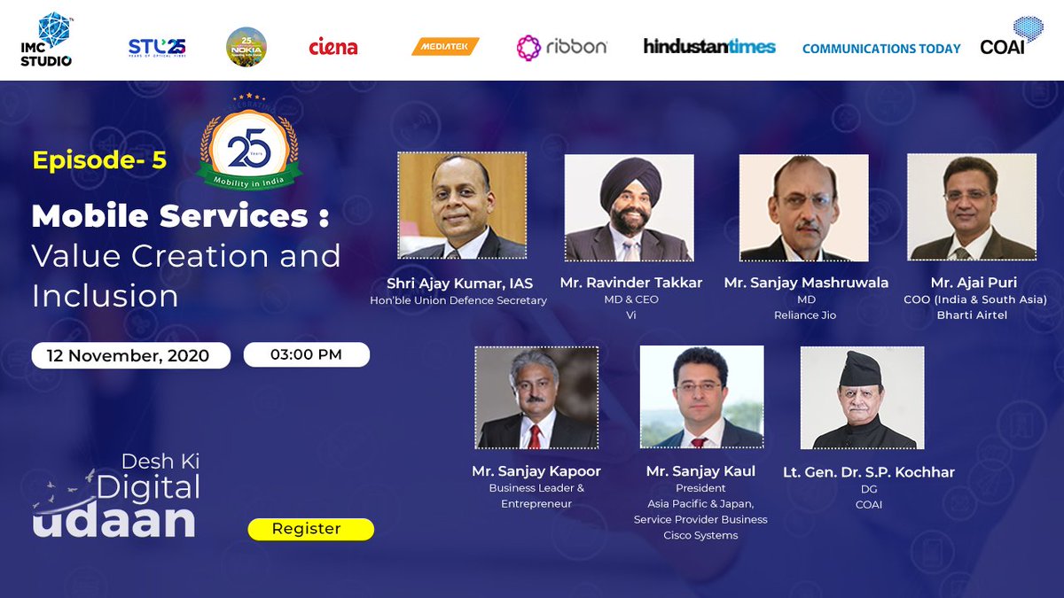 exploreIMC's tweet photo. Don't miss out on our next live webinar with the esteemed speakers of the mobile communications industry in the 5th episode of the #25YearsofMobility series - Mobile Services: Value Creation and Inclusion on 12th November at 03:00 PM.
Register here: https://t.co/KD6ygnr7a0 https://t.co/r2W58eywV2