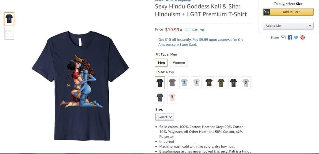 SG_HJS's tweet photo. Does @amazonIN out of balance?

India is d biggest market,Yet why do you hurt religious sentiments, that only f
Hindus who are majority?

Images f deities on underwear?

This is not a mistake.
This is way of getting attention by generating controversy
#BoycottAmazon
@_dharam_vir https://t.co/JNZku2uP3q