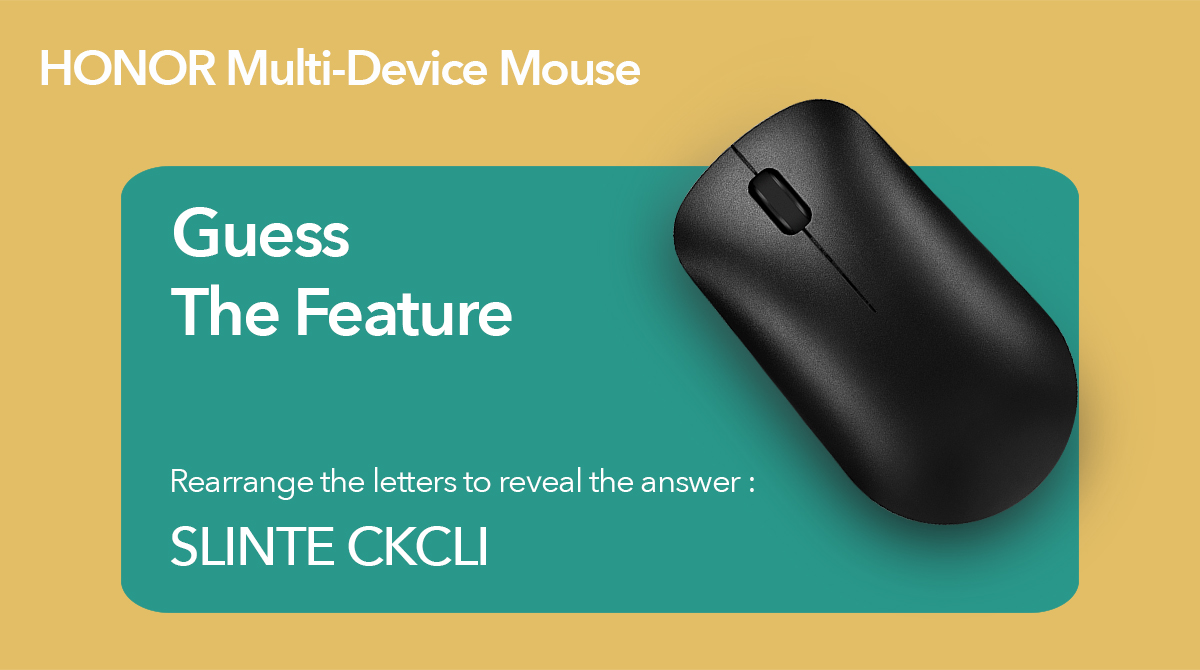 Contest Alert! Can you guess this feature of the HONOR Multi-device mouse? Hint: it's all about being hush-hush 🤫🤭 
#GuessTheFeature #MouseHunt 
Contest TnCs- bit.ly/MouseHuntConte…