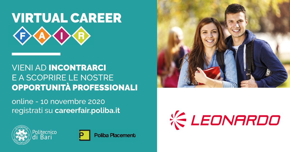 Vitrociset's tweet photo. È iniziata questa mattina la #VirtualCareerFair del @PolibaOfficial: partecipa anche tu per scoprire le opportunità in #Leonardo!

Dettagli: https://t.co/syhzsZNAWA https://t.co/c0LLAfPdJd