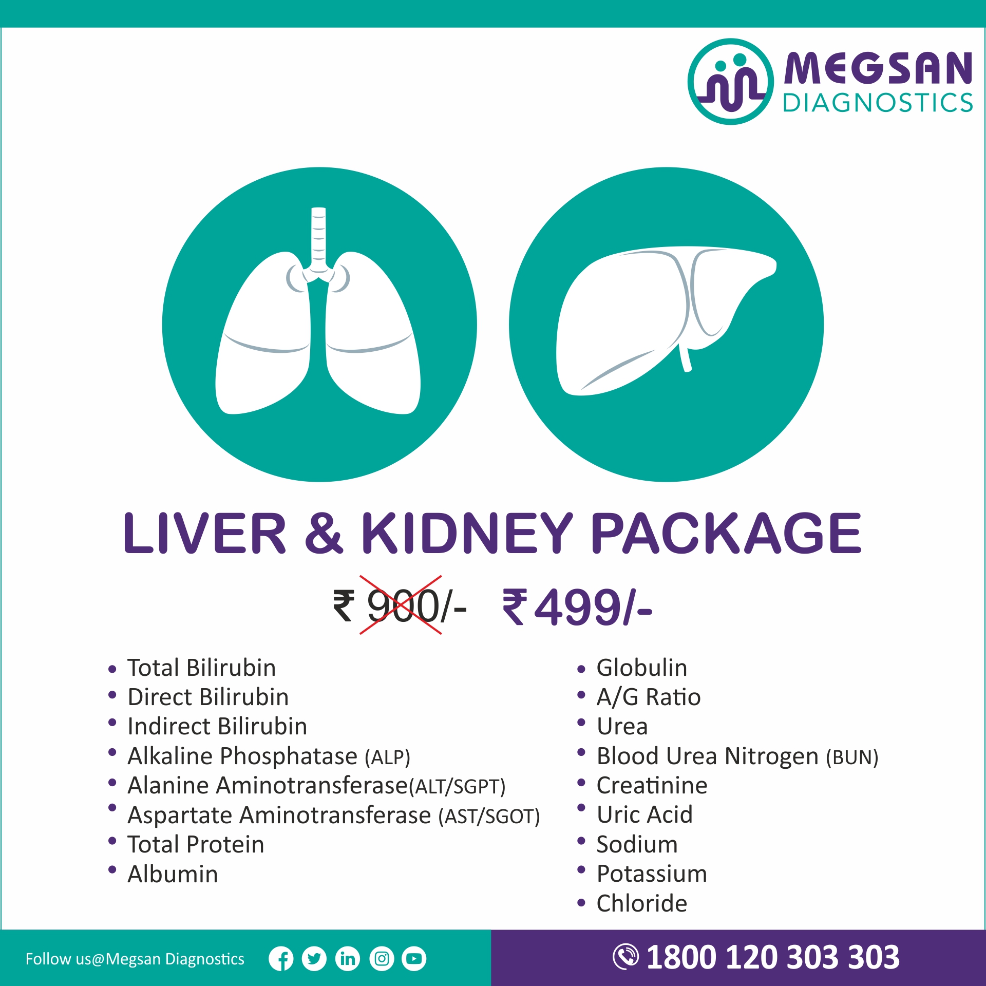 Megsan Diagnostics Liver Amp Kidney Package 900 Is Now 499 Covers Important Tests For Total Bilirubin Direct Bilirubin Indirect Bilirubin Alkaline Phosphatase Alp Alanine Aminotransferase Alt Sgpt Aspartate