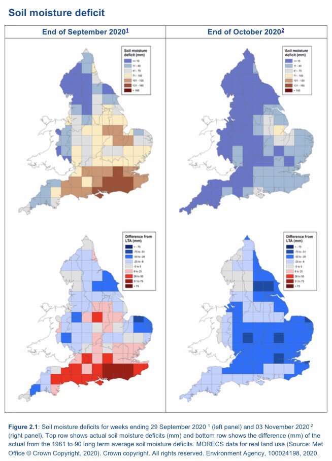 Your year so far in - er - rainfall and soli moisture maps! Demonstrates the importance of the high soil moisture deficits in September in protecting us from widespread flooding from the record breaking October rain #geographyteacher #floodaware