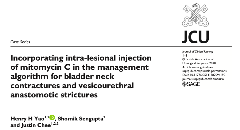 Incorporating intra-lesional injection of mitomycin C in the management algorithm for bladder neck contractures and vesicourethral anastomotic strictures ow.ly/CFg350C7X4A