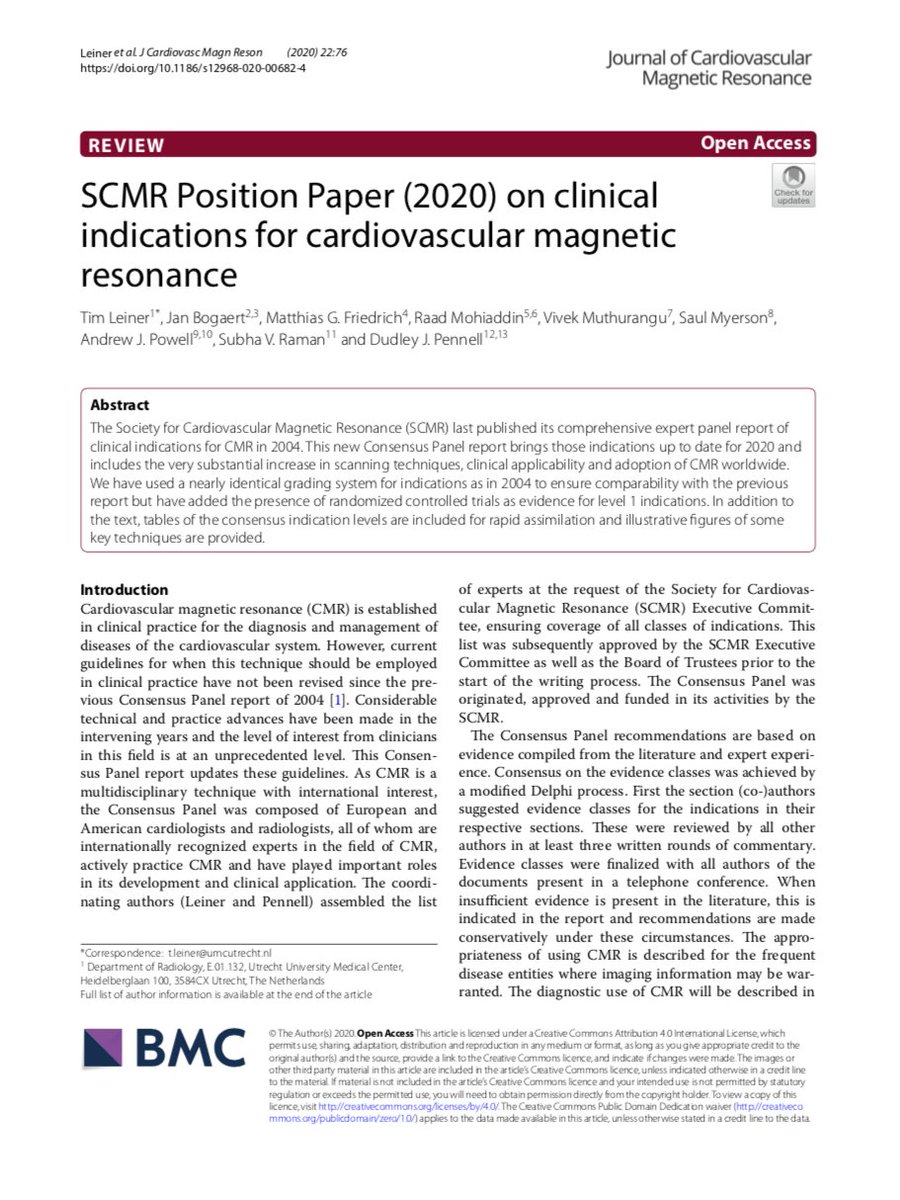 Tim Leiner (@mraguy) on Twitter photo <a href="/SCMRorg/">Society for Cardiovascular Magnetic Resonance</a> has released their brand new 2020 Position Paper on Clinical Indications for Cardiovascular Magnetic Resonance. Here is the free pdf: jcmr-online.biomedcentral.com/articles/10.11…
<a href="/SCMRorg/">Society for Cardiovascular Magnetic Resonance</a> #CardiacMR <a href="/chiarabd/">C Bucciarelli-Ducci</a> <a href="/mgwfriedrich/">Matthias Friedrich</a> <a href="/dj_pennell/">Dudley</a> <a href="/SCMRorg/">Society for Cardiovascular Magnetic Resonance</a> has released their brand new 2020 Position Paper on Clinical Indications for Cardiovascular Magnetic Resonance. Here is the free pdf: jcmr-online.biomedcentral.com/articles/10.11…
<a href="/SCMRorg/">Society for Cardiovascular Magnetic Resonance</a> #CardiacMR <a href="/chiarabd/">C Bucciarelli-Ducci</a> <a href="/mgwfriedrich/">Matthias Friedrich</a> <a href="/dj_pennell/">Dudley</a>