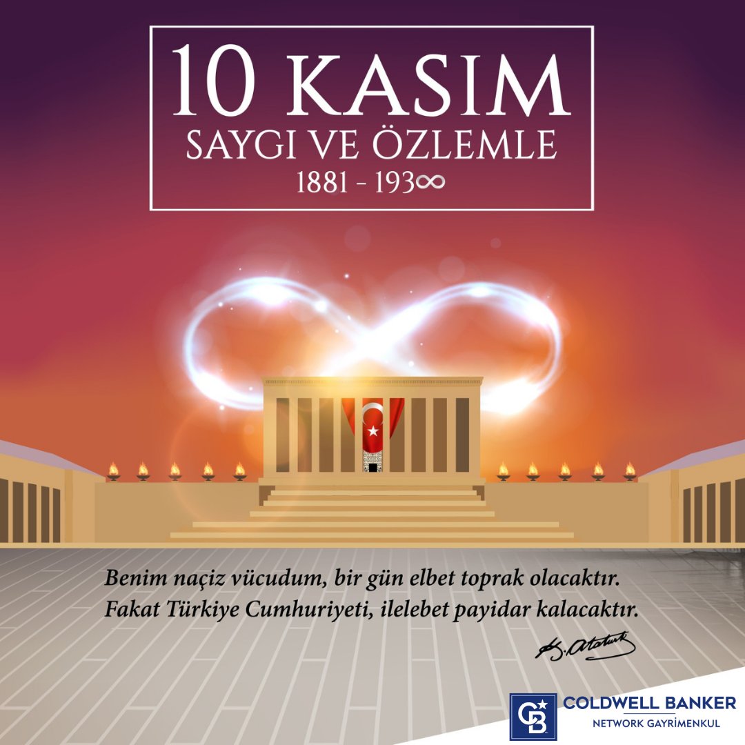 cbnetwork_'s tweet image. Cumhuriyetimizin kurucusu Ulu Önder Gazi Mustafa Kemal Atatürk'ü özlem ve minnetle anıyoruz.
#10Kasım #MustafaKemalATATÜRK #ColdwellBankerNetwork