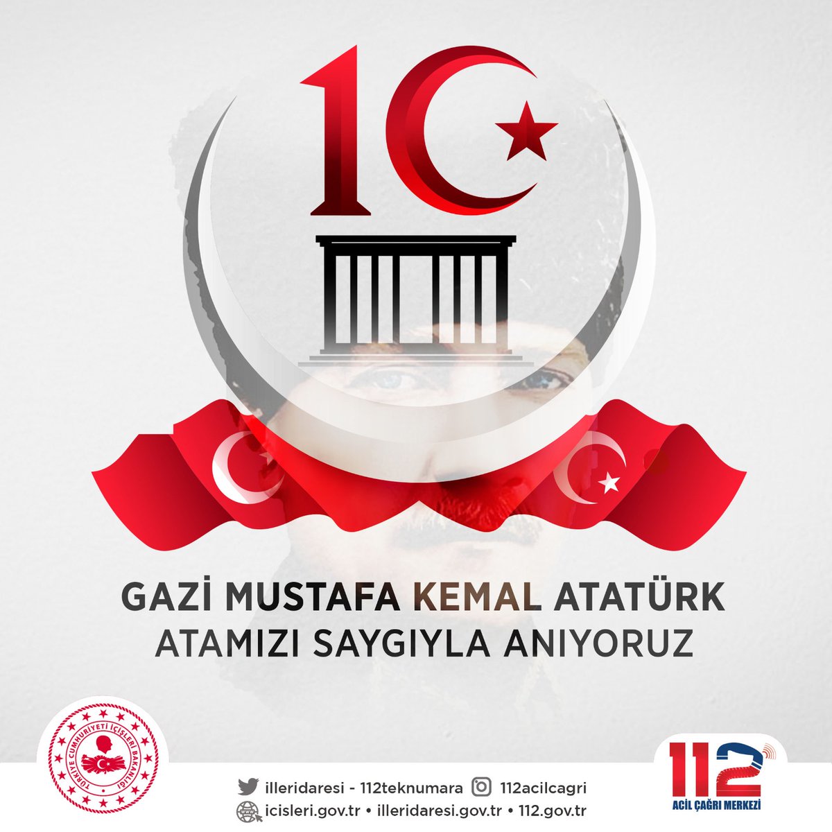 amasya112acm's tweet photo. Ulu önderimiz Mustafa Kemal Atatürk'ü saygı, minnet ve rahmetle anıyoruz.

@TC_icisleri @illeridaresi @112teknumara #10Kasim1938 https://t.co/csVF4ZRaqu