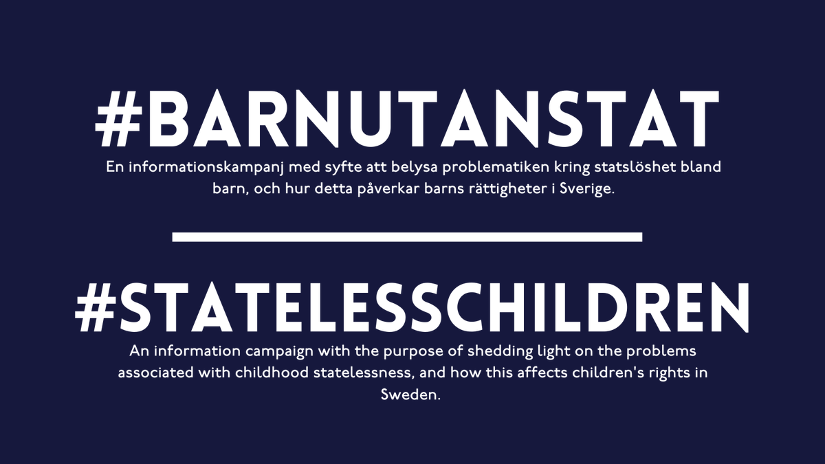 statelessnessSE's tweet photo. Idag lanserar vi vår informationskampanj #BarnUtanStat för att belysa problematiken kring statslöshet bland barn i Sverige!
Today we launch our information campaign #StatelessChildren to shed light on the problems associated with childhood statelessness in Sweden. https://t.co/beKDHGSrHf