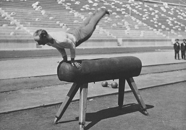 #110Carl Schuhmann of Germany is perhaps the most versatile Olympian ever. In 1896, he won 2 gold medals in Gymnastics and 1 in WrestlingHe also finished - 5th in the shot put- 5th in the triple jump- 6th in long jump and - 4th in weightlifting