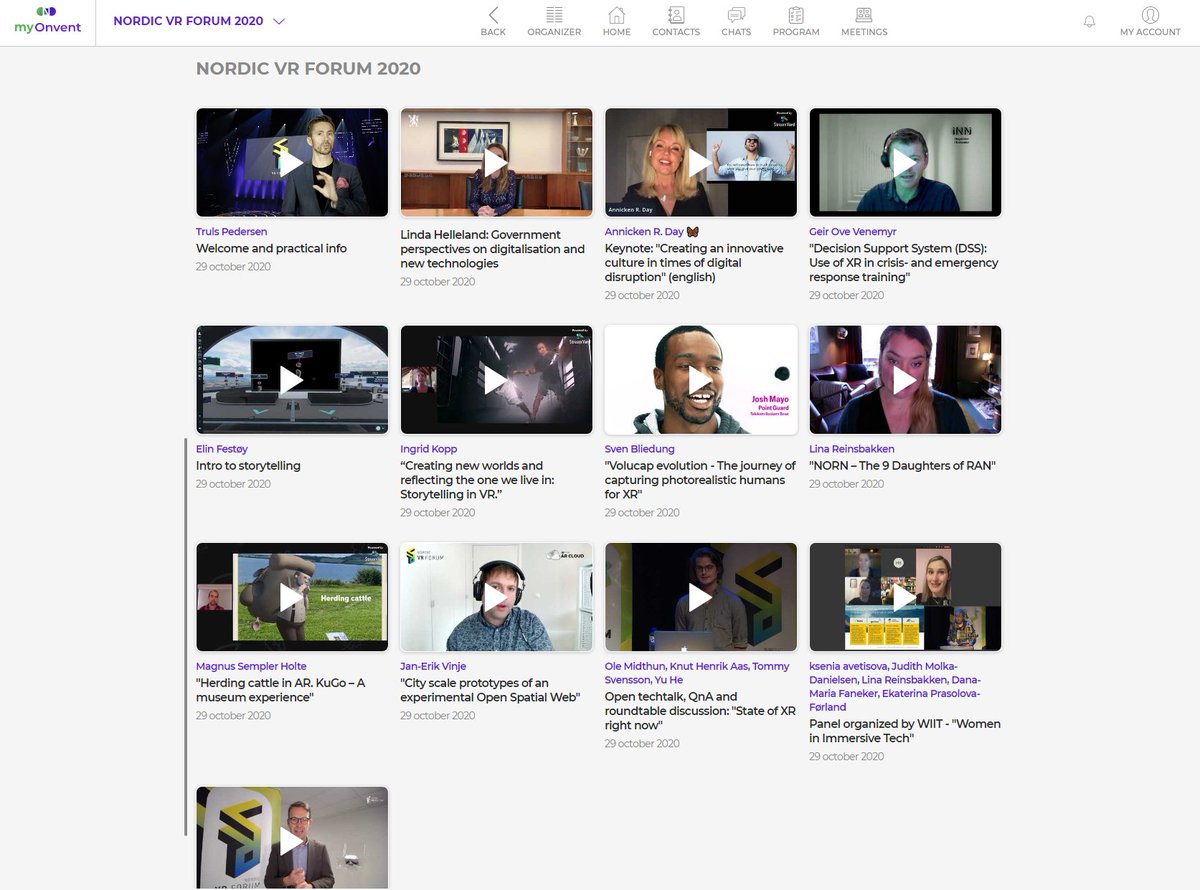 Missed a talk at the Nordic VR Forum? All the presentations are now available as separate talks in the auditorium, at the conference platform. Keep on networking! :) 

👉myonvent.com/event/nordic-v… 

#norVR #VR #AR #AR #myOnvent