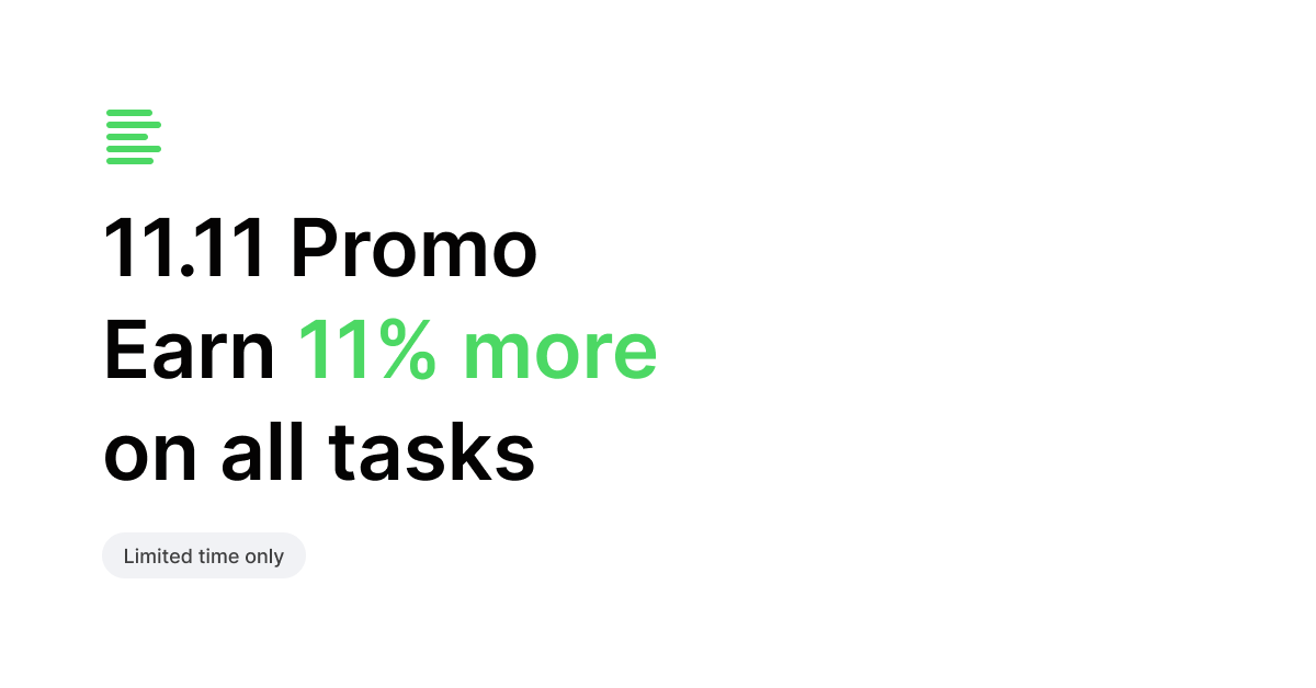zestearncom's tweet photo. 🎊 11.11 Promotion 🎊

Why spend when you can earn more #crypto?

Earn 11% more crypto on all tasks completed across Blockreward!

One day only from 11 November, 00:00 to 23:59 (UTC +8). https://t.co/YMxwCeSqx8