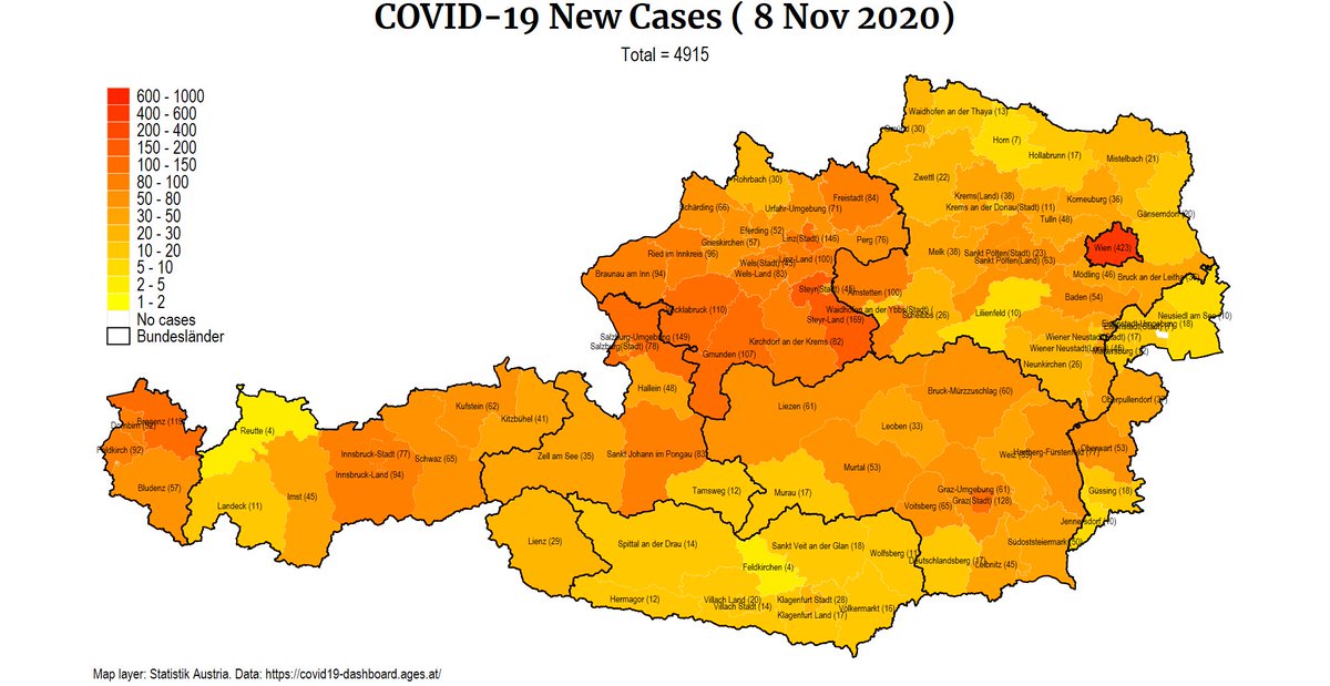 AsjadNaqvi's tweet image. #COVID19 update for #Austria. Cases and hospitalizations are still shooting up. #Wien is really bending the curve while #OÖ is showing no signs of slowing down. Added a new map on reported deaths in the last 10 days. Intensive beds usage: OÖ 91%, Tirol 83%.

#WearAMask