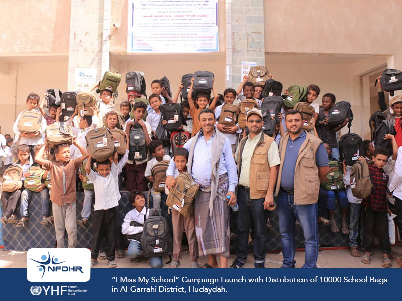 NAHR_24's tweet photo. As part of its efforts to support education,#NFDHR launched, Monday, Nov. 9, the campaign "I Miss My School", including artistic and awareness-raising activities, along with distributing school bags and study seats in Al-Garrahi district in Al-Hudaydah Gov.
Funded by @YHF_Yemen https://t.co/dA0PNJwGyg