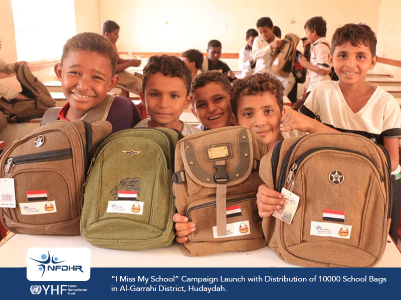 NAHR_24's tweet photo. As part of its efforts to support education,#NFDHR launched, Monday, Nov. 9, the campaign "I Miss My School", including artistic and awareness-raising activities, along with distributing school bags and study seats in Al-Garrahi district in Al-Hudaydah Gov.
Funded by @YHF_Yemen https://t.co/dA0PNJwGyg