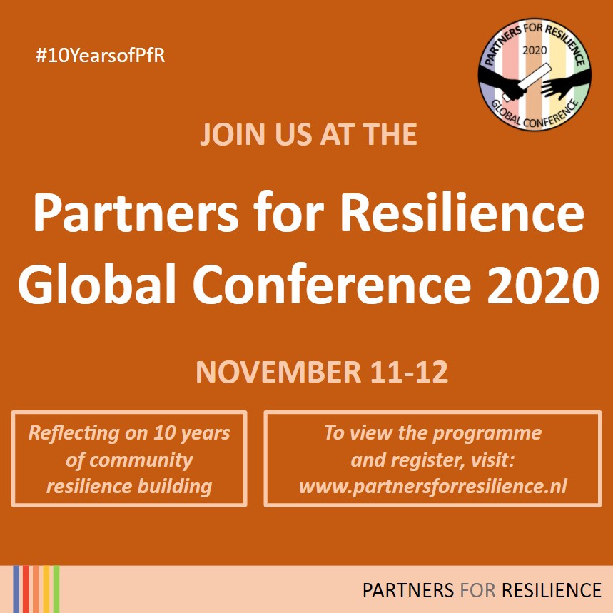 Cordaid's tweet photo. Coming up: PfR Global Conference “Passing the Baton” 11-12 November. Partners will share experiences on strengthening community #resilience based on 10 years of work in a unique alliance.
For more info & registration: https://t.co/x3WURsVOf5 https://t.co/rvTkJNhdje