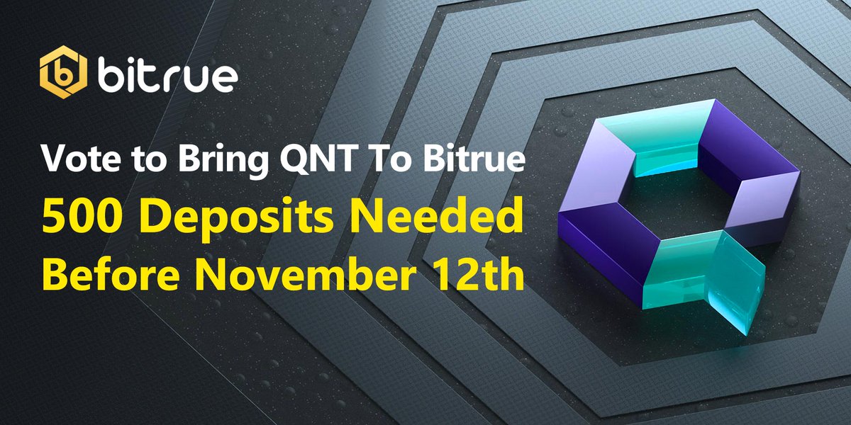 BitrueOfficial's tweet photo. Good news if you're on the edge of your seat waiting to see if $QNT is coming to Bitrue - we now need fewer than 30 more deposits from unique users to reach the listing target! Deposit now and let's seal the deal 💪 @quantnetwork https://t.co/YvK60yGp9M