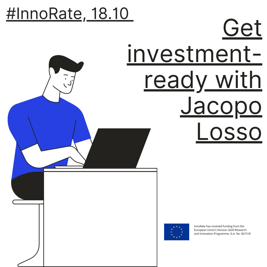 innorateproject's tweet photo. #InnoRate continues its investment-readiness series, with a webinar on how to pitch to investors, featuring the director of @EBAN_org, Jacopo Losso. Join us at 18/11. More info about the event 👉 https://t.co/VylPS6k6c4 https://t.co/Bv0SuWYd19