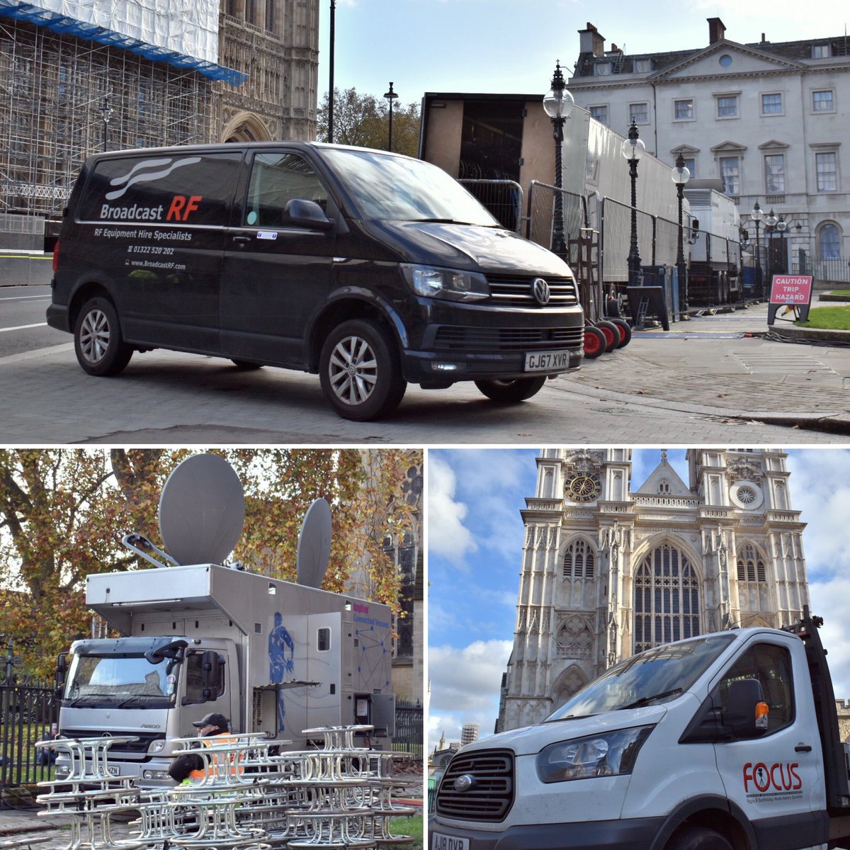 stevechalles's tweet photo. @ArenaUHD OB14 &amp; OB17 Units with @BroadcastRF @ACSMediaUK @NEP_Connect @FocusRigging &amp; @eurogenerators in place by Westminster Abbey for tomorrow’s event marking the 100th Anniversary of the burial of the Unknown Warrior (TX BBC1 1030). @BBCStudiosLive #ArmisticeDay #LestWeForget https://t.co/PguGElsSOL