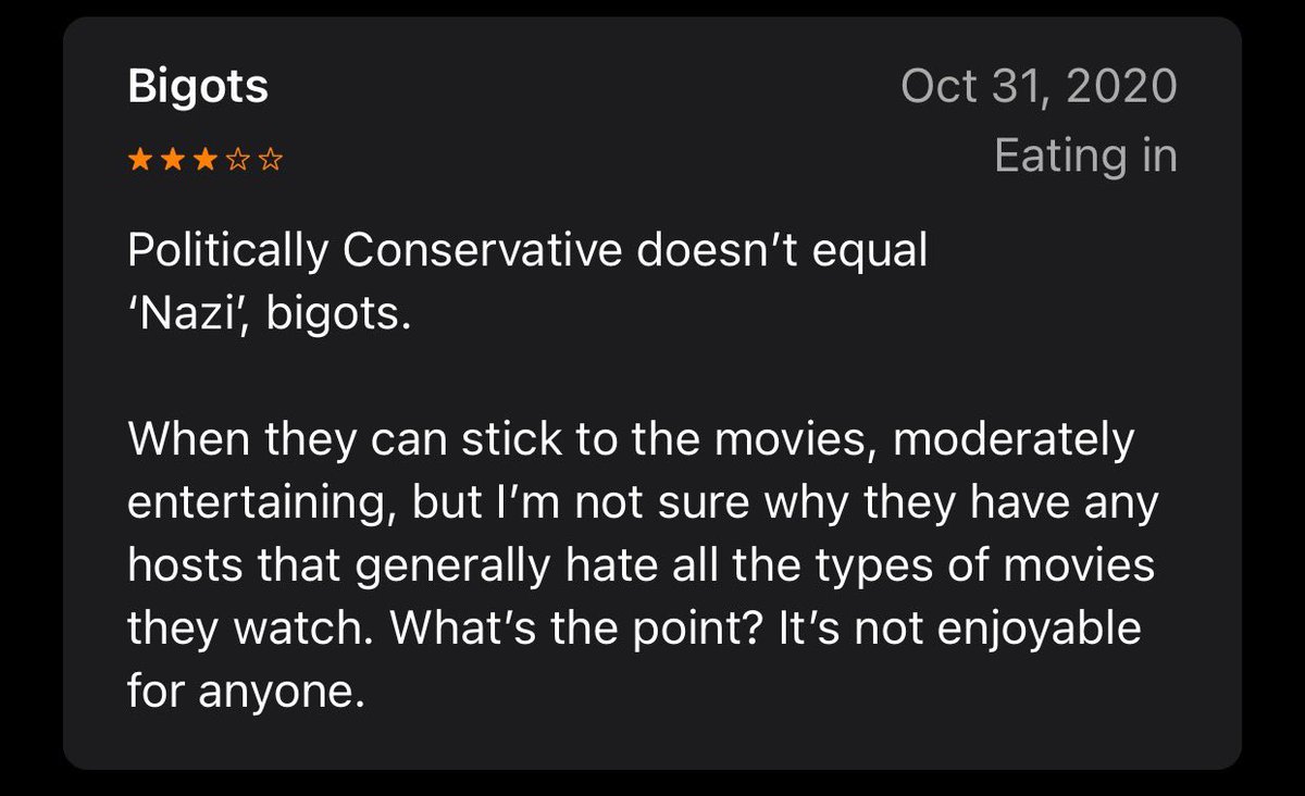 When did we ever say this?? Wish people would have conversations with us instead of anonymously flaming... 

Oh well, at least it was 3 stars! 😂 

#podcast #PodernFamily