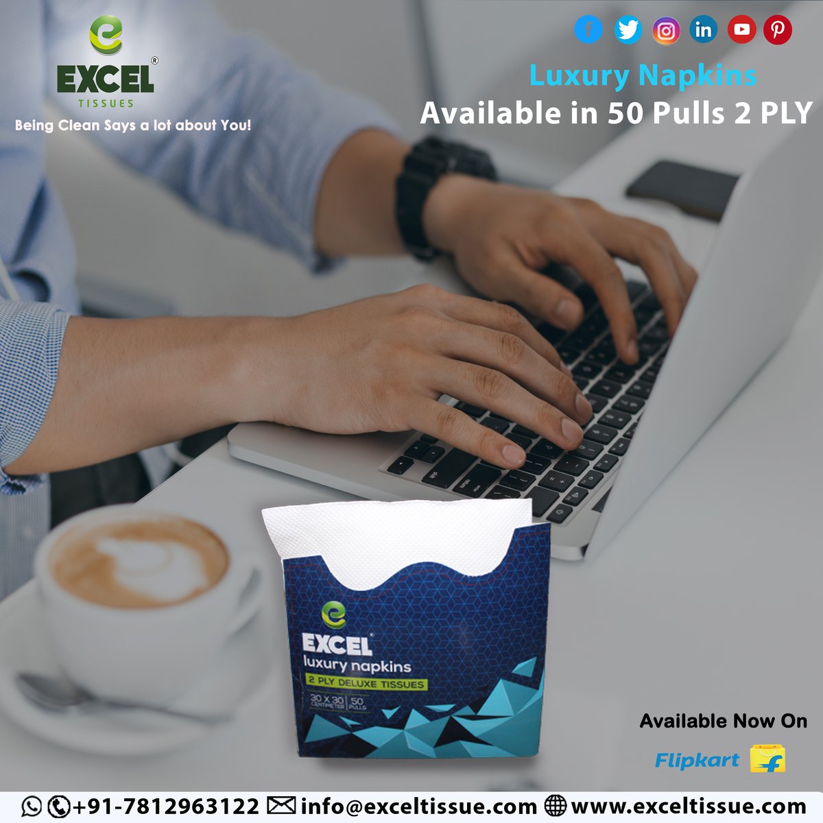 ExcelTissue's tweet photo. Excel Luxury Napkins | BUY 1 GET 1 Offer
Excel Premium Tissue now available on Flipkart with amazing offers. 
Buy now on #Flipkart:- 🌐 https://t.co/dFkt0KHu38
For more information:📞 080-23419229
#tissue #tissuepaper #exceltissue #LuxuryNapkin #premiumbrand #Napkins  #tissues https://t.co/THr9EkxcWa