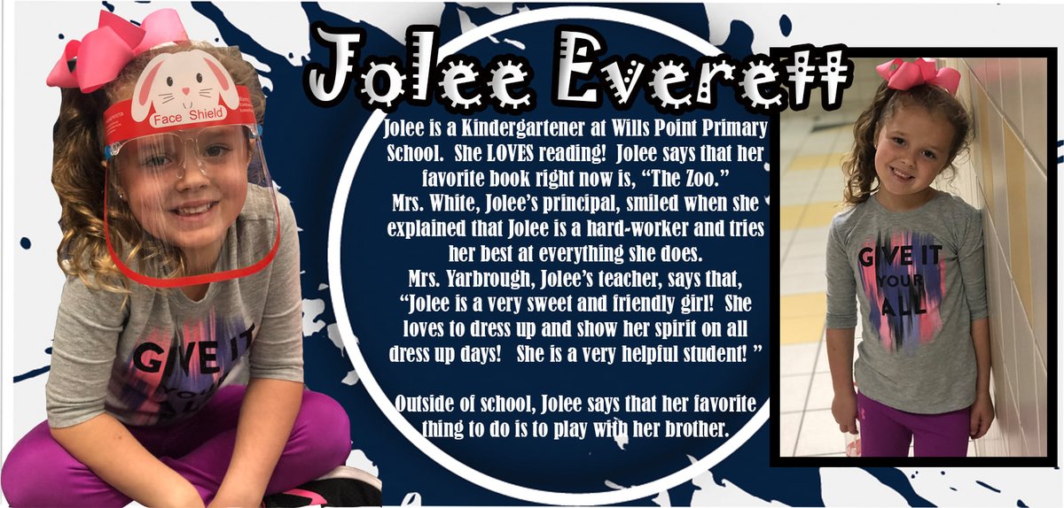 WillsPointISD's tweet photo. This little lady was so respectful during her interview. She had impeccable manners and was super excited to pose for a picture (or two or three). We are proud of you, Jolee! #BeWP @PrimaryWP https://t.co/TSdO1asODK