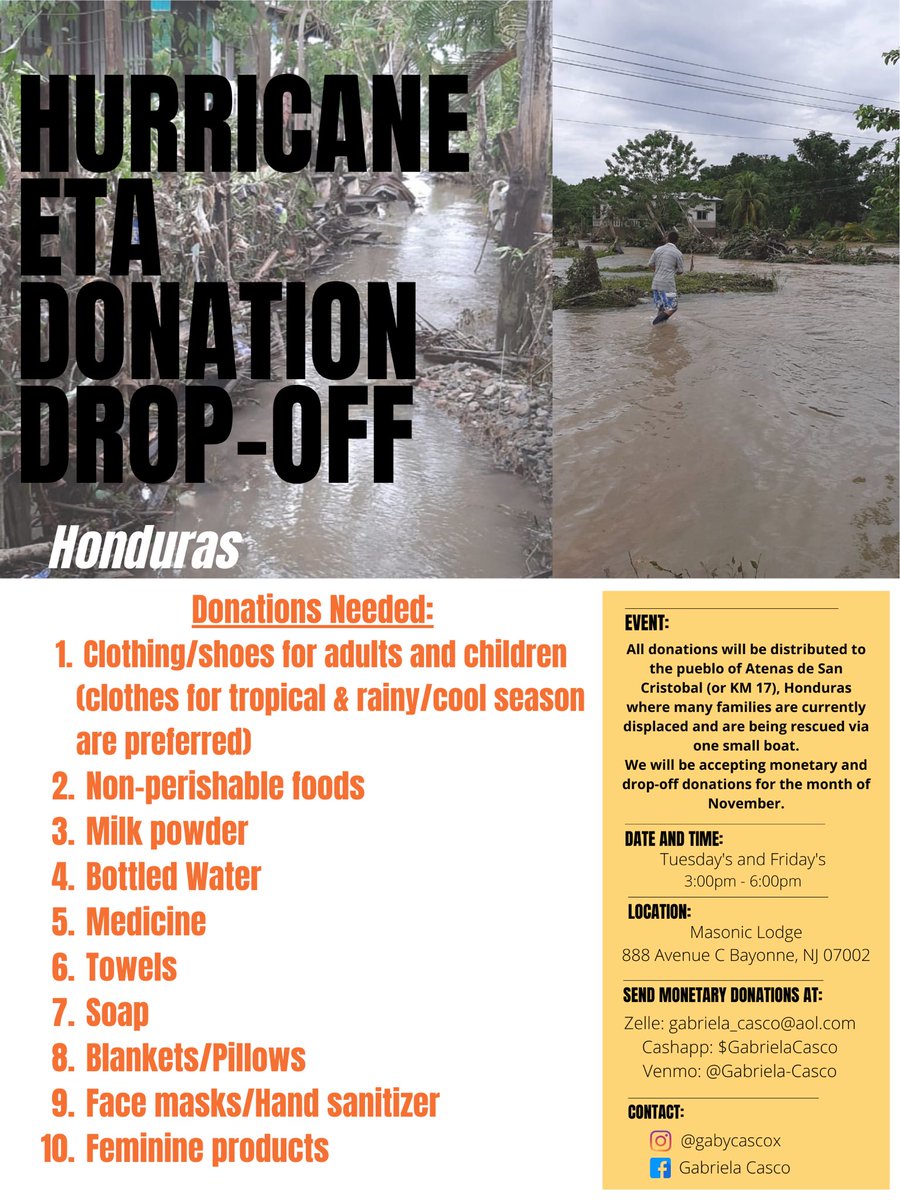 G To My Nj Mutuals Who Are Interested In Dropping Off Donations For Honduras Please Circulate This My Family And I Are Collecting Donations Every Tuesday And Friday In Bayonne