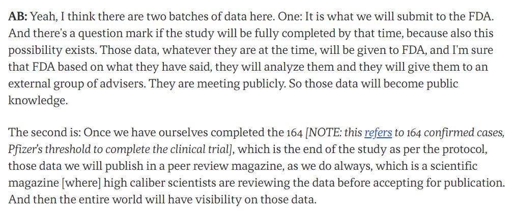 One more, because the Pfizer CEO addressed this with Axios.  https://www.axios.com/pfizer-ceo-says-he-wouldve-released-vaccine-data-before-election-if-possible-a4f0c822-bf49-4a04-ac7f-5275c8d895b4.html