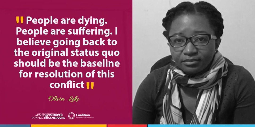 CoalitionFDN's tweet photo. “People are dying. People are suffering. I believe going back to the original status quo should be the baseline for resolution of this conflict”-@Olivialeke1
#SCameroonsConference
#EndAnglophoneCrisis
#SouthernCameroons https://t.co/zIHvMmfREN
