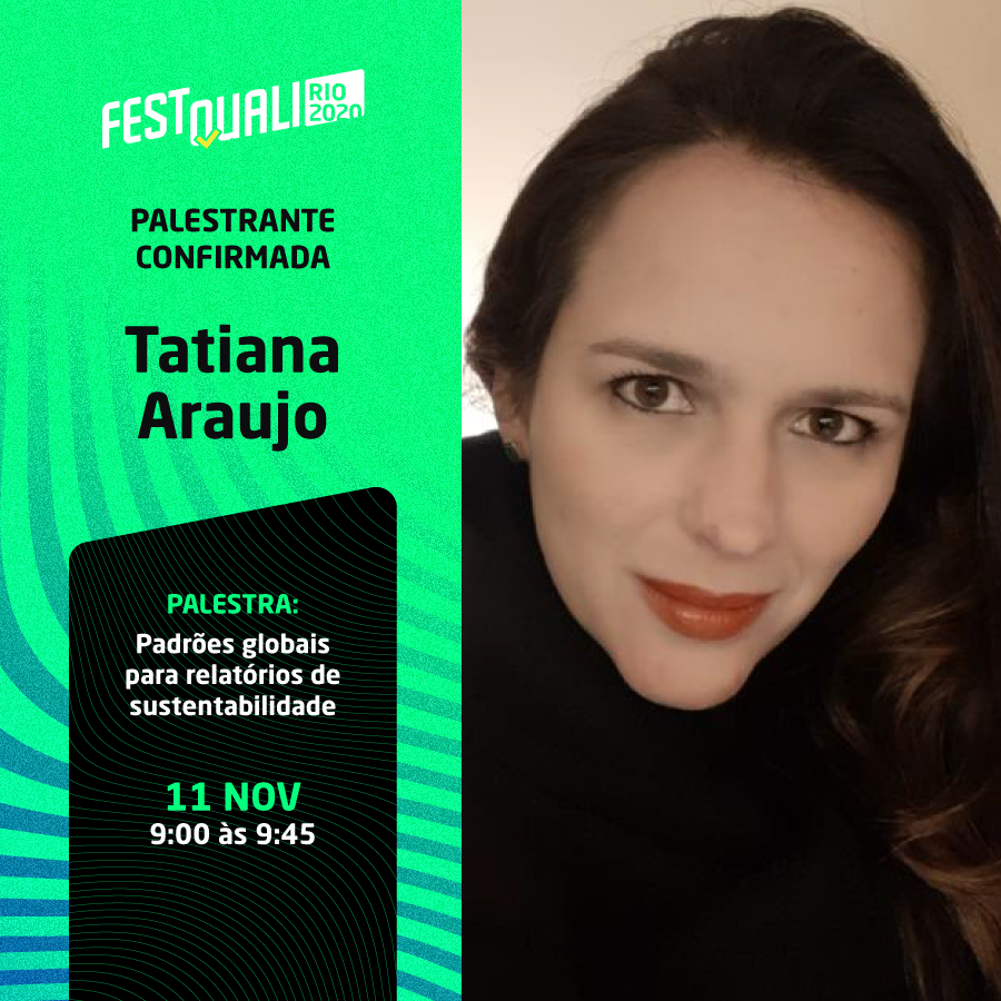 festquali's tweet photo. ➡ @sustentati é especialista em sustentabilidade e gestão ambiental. 

Ela integra os conselhos consultivos do GRI Brasil e Holanda

Com certeza tem muito conhecimento a compartilhar em nosso festival!

📲 https://t.co/yCFgmzLM3v 

#FestQuali #FestQuali2020 #FestQualiRio2020 https://t.co/dpQGAQ6GzU
