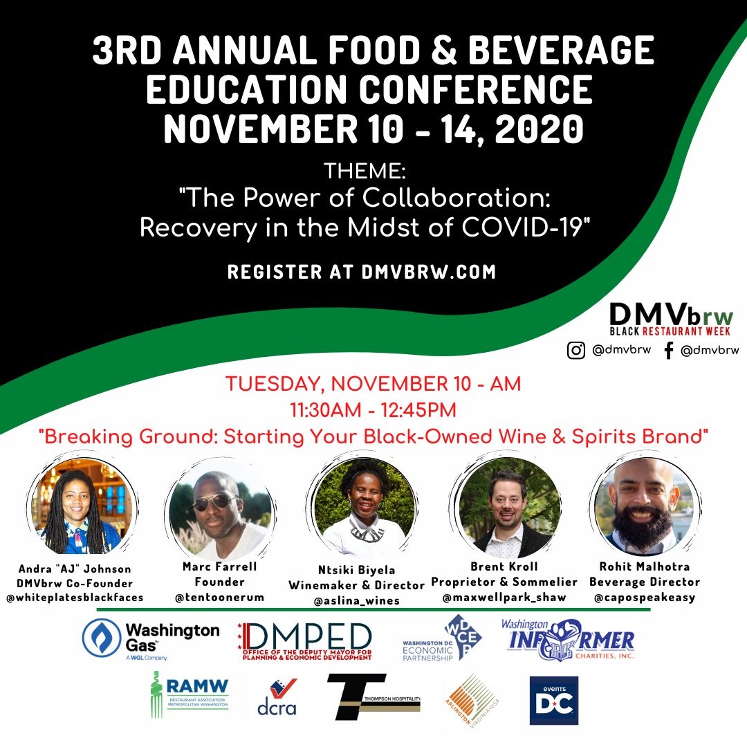 Wacif's tweet photo. Happy #DMVBlackRestaurantWeek!

We're excited about @DMVbrw Virtual Conference and can't wait to hear from industry experts, government officials, global entrepreneurs, innovators and so much more. They're bringing the heat 🔥🔥

RSVP here ⤵️
https://t.co/v4348BWFbs https://t.co/vgtsuHfSgM