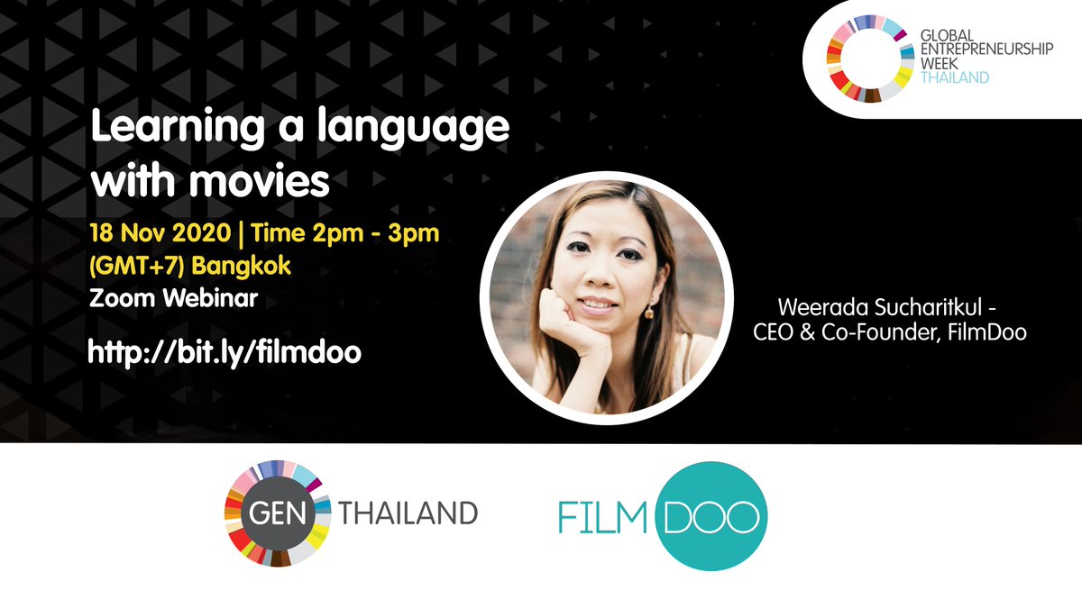 FilmdooAcademy's tweet photo. 📣 Leveraging the power of games, films &amp; AI for more effective and fun language learning, join our CEO Weerada on how to learn a language with movies. 

Bright and early 7AM GMT on 18th November: https://t.co/GnBGlQfpFj #languagelearning #edtech https://t.co/h2unWZ30GK