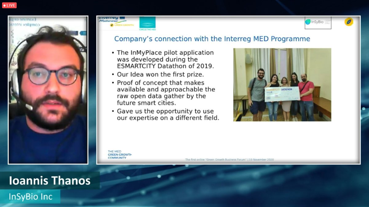 Two Greek SMEs involved in the Esmartcity project participate in the Circle the MED Green Growth business forum on November 10, 2020. Meazon and InSyBio have participated in Esmartcity pilot testing and experimentation in Western Greece.