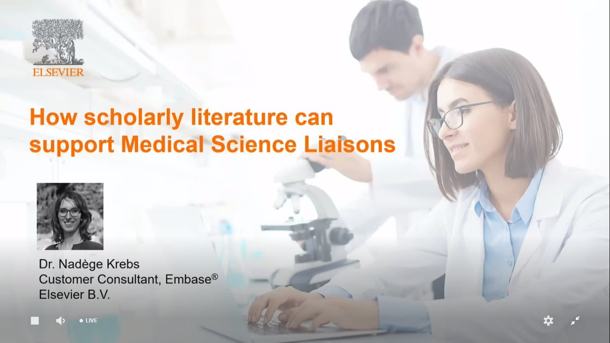 “How scholarly literature can support Medical Science Liaisons” with Dr. Nadège Krebs of #Embase is starting now: bit.ly/3nao0iR #MedicalAffairs #DiseaseResearch